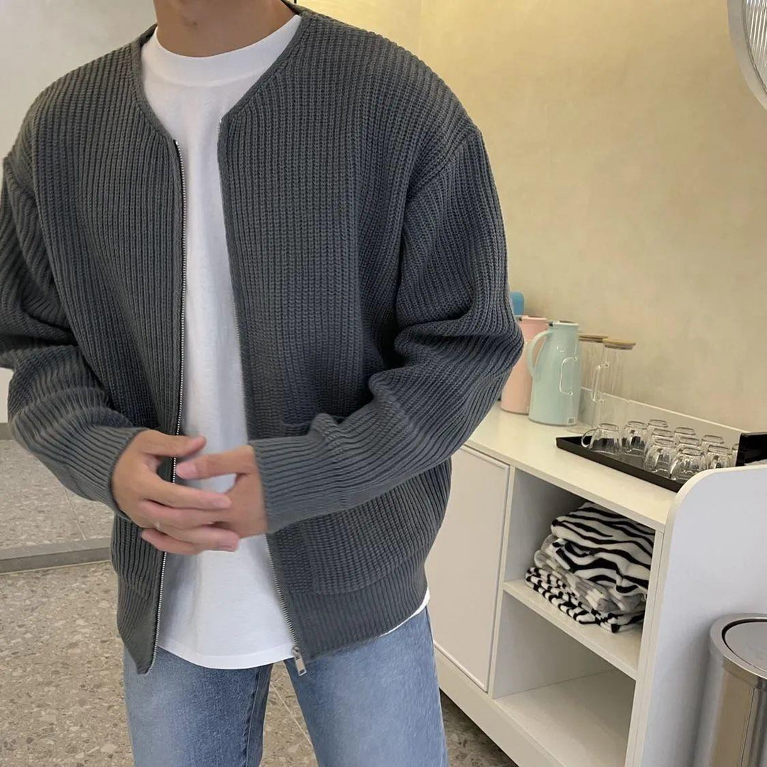 Men's Zip Knit Cardigan Sweater with Lining