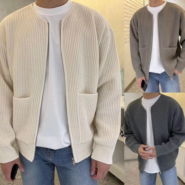 Men's Zip Knit Cardigan Sweater with Lining