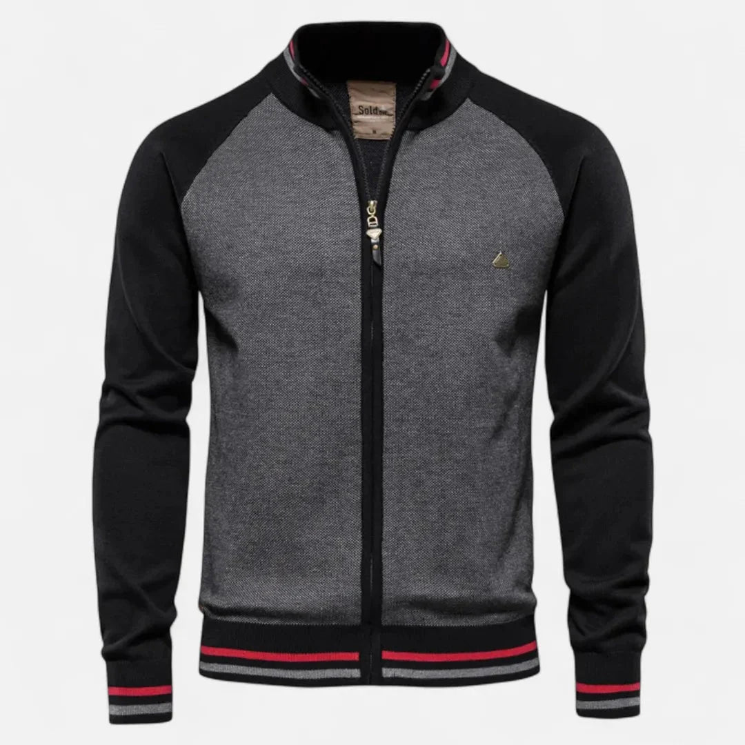 Men's Zip-Up Knit Raglan Jacket Black