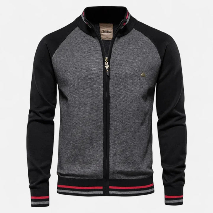 Men's Zip-Up Knit Raglan Jacket Black