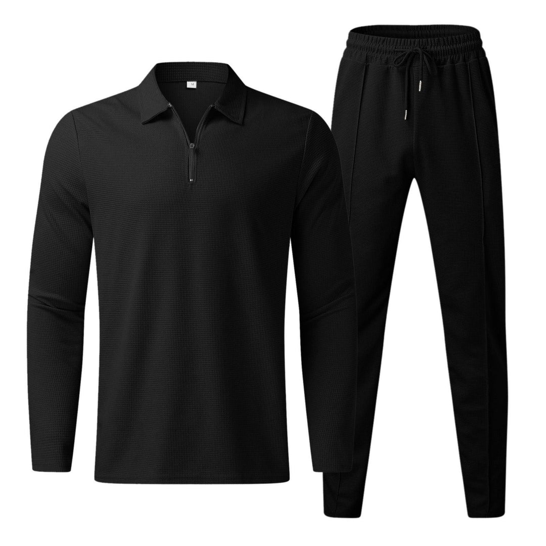 Men's Quarter-Zip Long Sleeve Polo and Lounge Pants Set