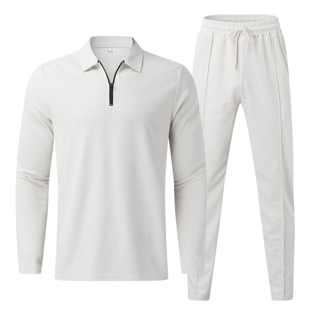 Men's Quarter-Zip Long Sleeve Polo and Lounge Pants Set