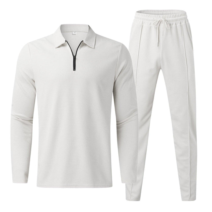 Men's Quarter-Zip Long Sleeve Polo and Lounge Pants Set