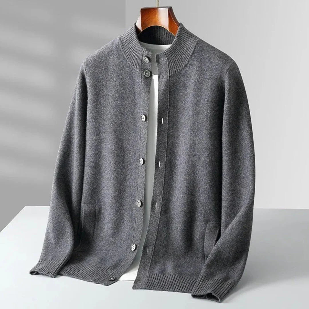 Merino Wool Button-Up Cardigan - Orion Style Gray