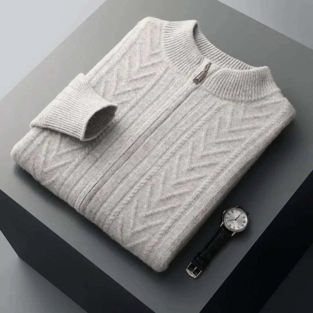Merino Wool Full-Zip Sweater for Men