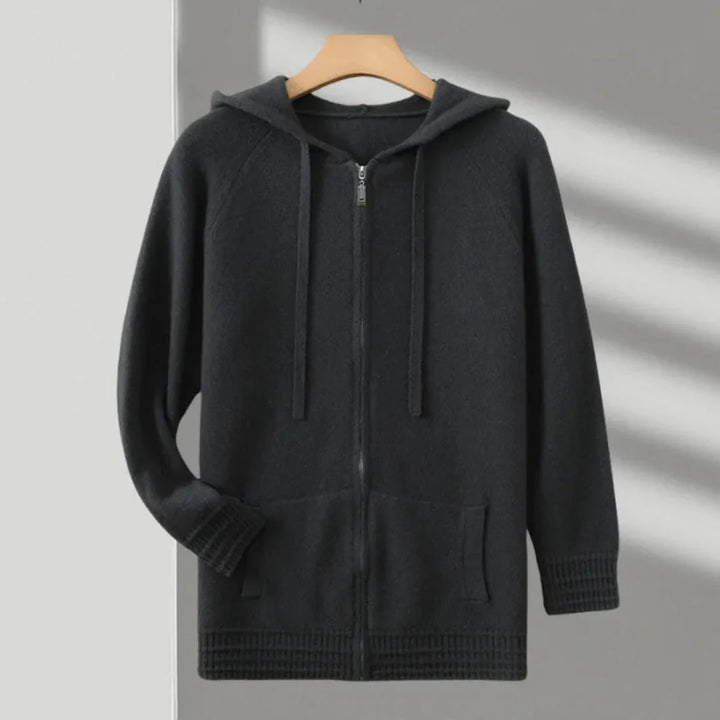 Merino Wool Full-Zip Sweater for Ultimate Comfort Dark Gray