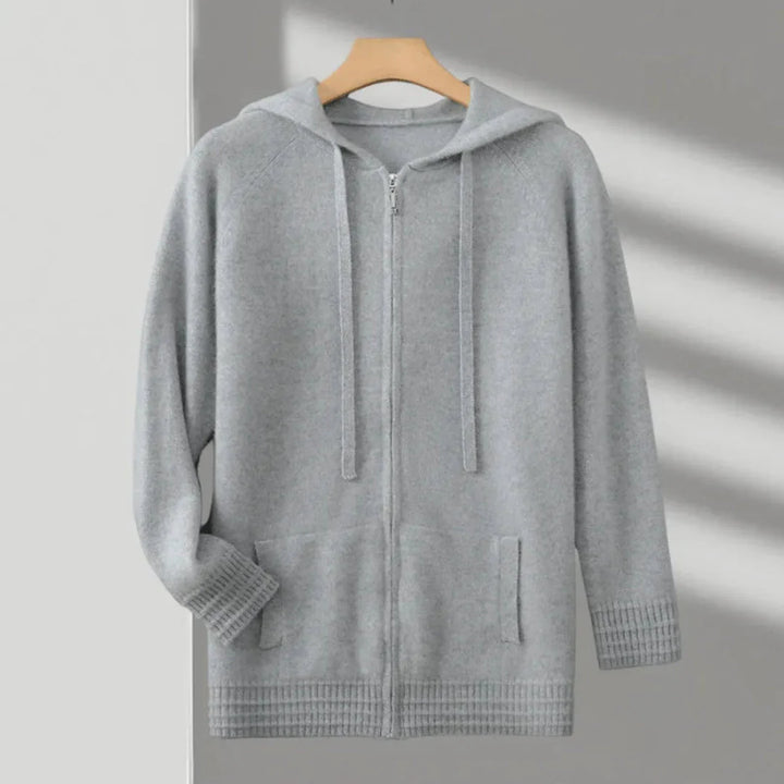 Merino Wool Full-Zip Sweater for Ultimate Comfort Gray