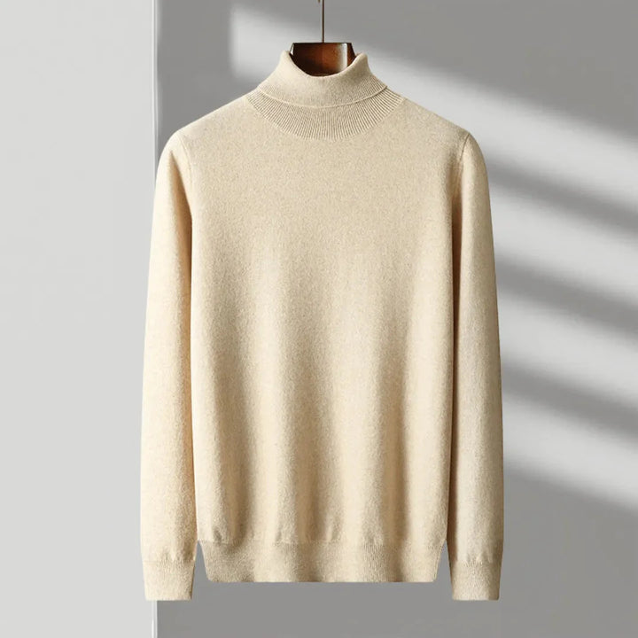 Merino Wool Turtleneck Sweater for Ultimate Comfort Beige