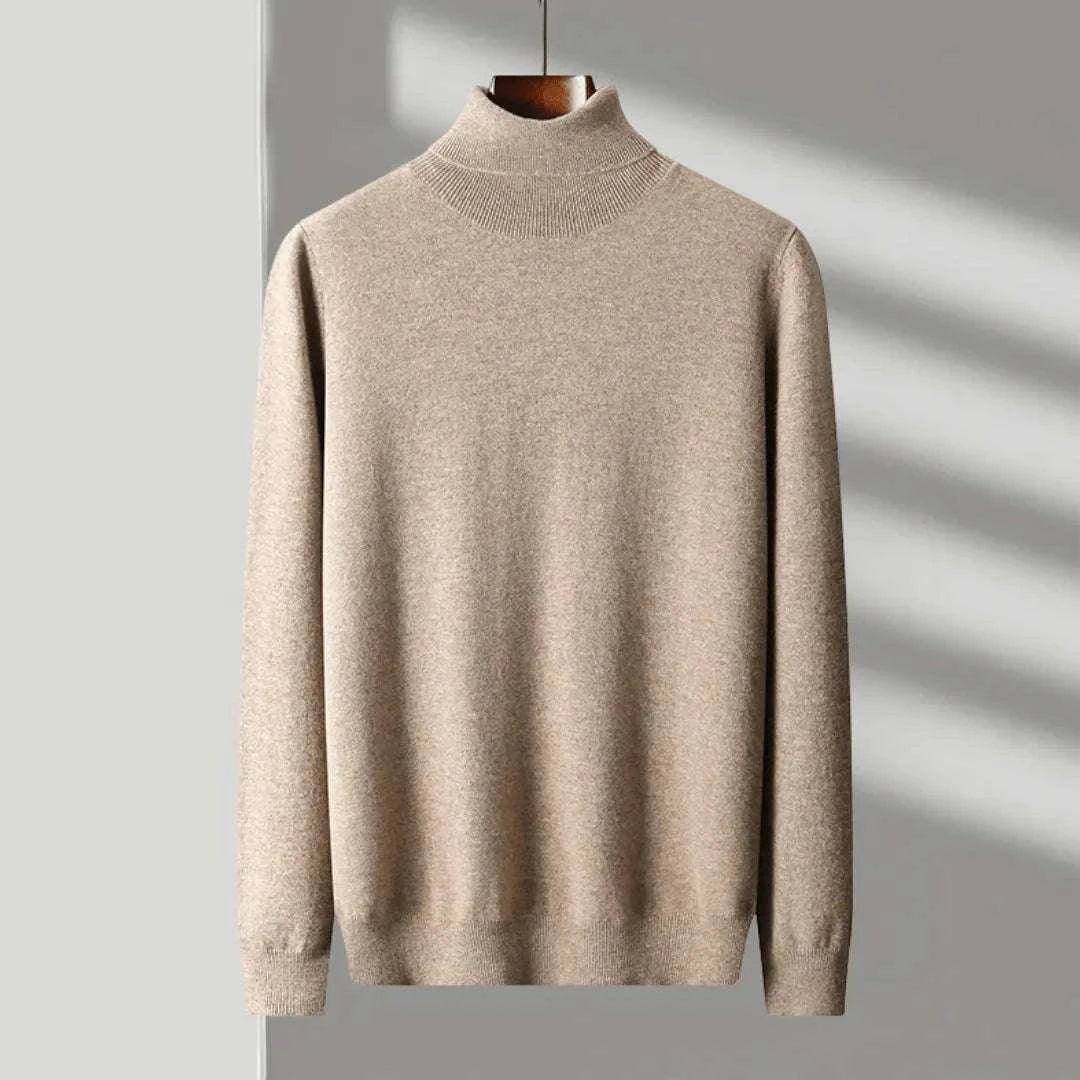 Merino Wool Turtleneck Sweater for Ultimate Comfort Tan