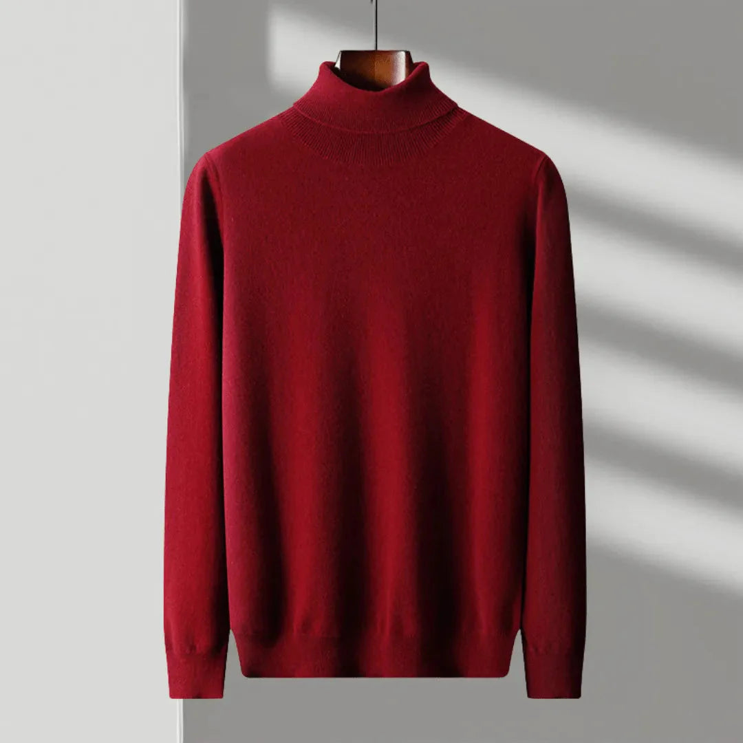 Merino Wool Turtleneck Sweater for Ultimate Comfort Red
