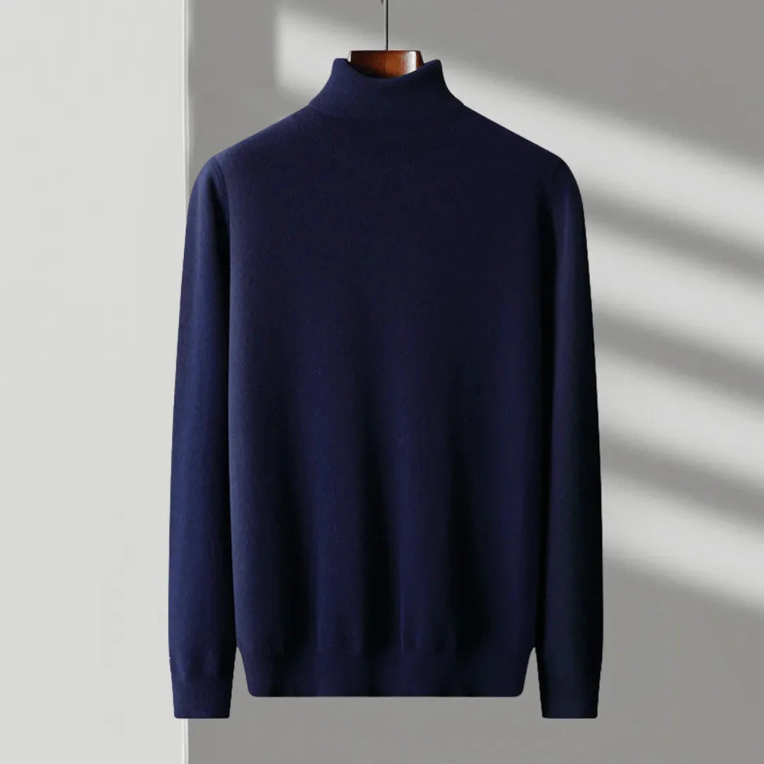 Merino Wool Turtleneck Sweater for Ultimate Comfort Navy