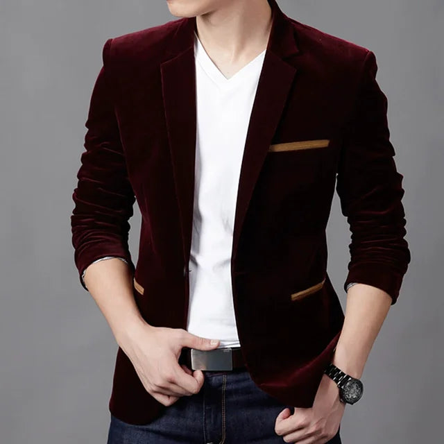 Mens Casual Blazer Jacket For Business And Smart Casual Burgundy