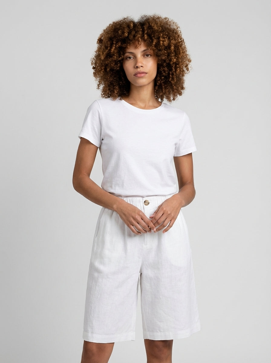 Mia | Women's High Waisted Summer Lounge Shorts White