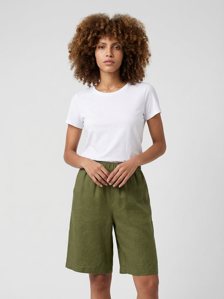 Mia | Women's High Waisted Summer Lounge Shorts Green
