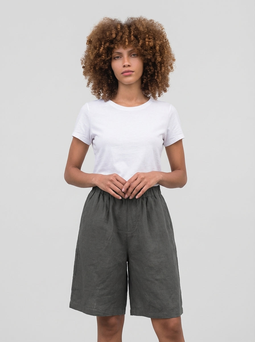 Mia | Women's High Waisted Summer Lounge Shorts Grey