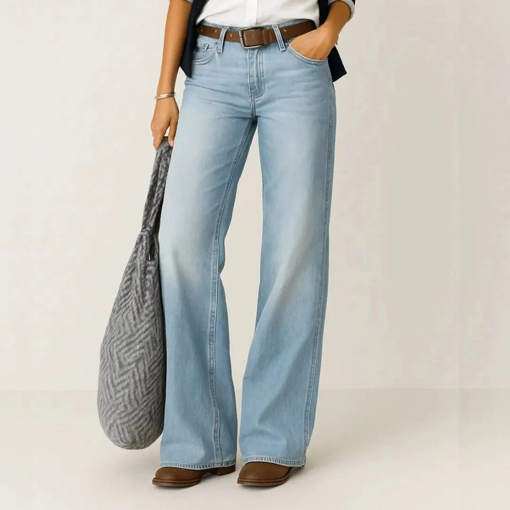 High Waisted Wide Leg Jeans for Women Light Blue