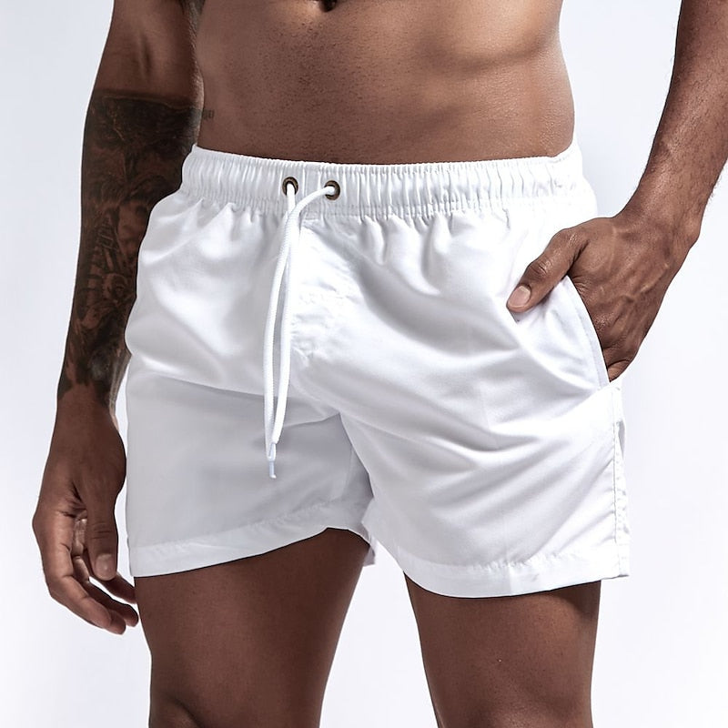 Michael | Men's Summer Swim Shorts with Drawstring White