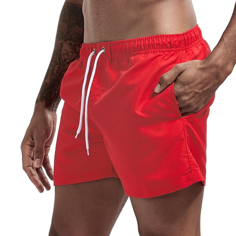 Michael | Men's Summer Swim Shorts with Drawstring Red