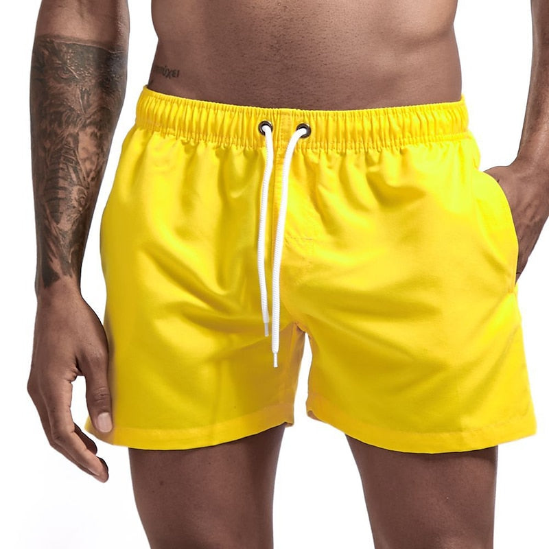 Michael | Men's Summer Swim Shorts with Drawstring Yellow
