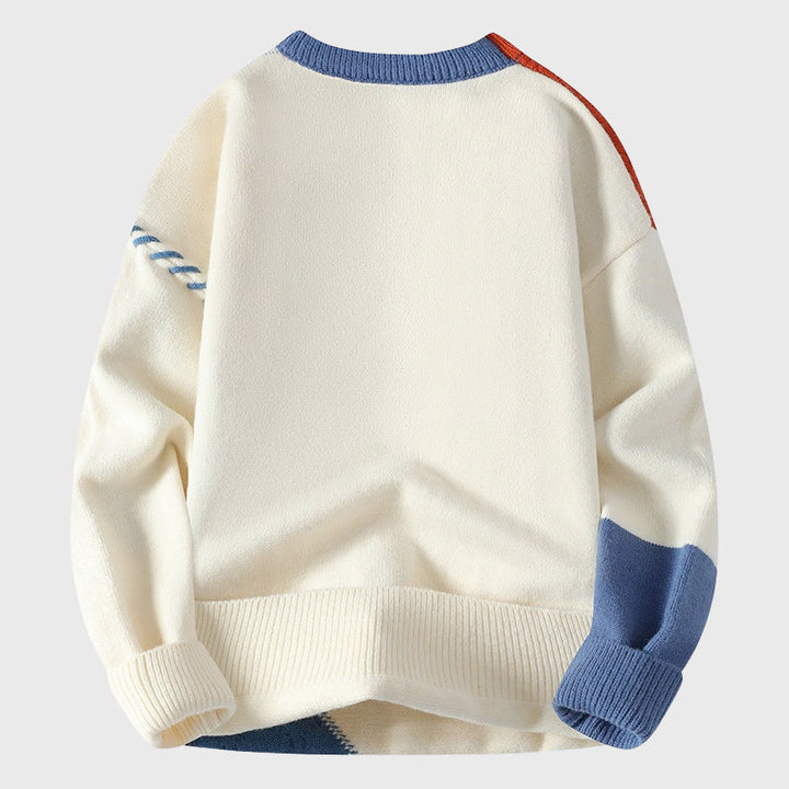 Michael | Męski sweter z dzianiny z kontrastowymi szwami