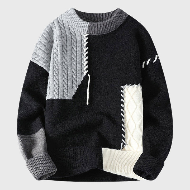 Michael | Męski sweter z dzianiny z kontrastowymi szwami