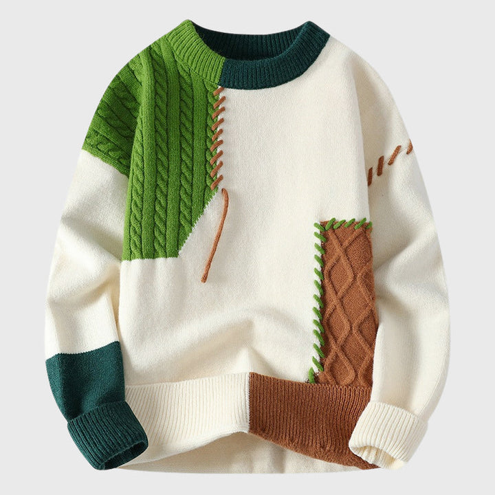 Michael | Męski sweter z dzianiny z kontrastowymi szwami