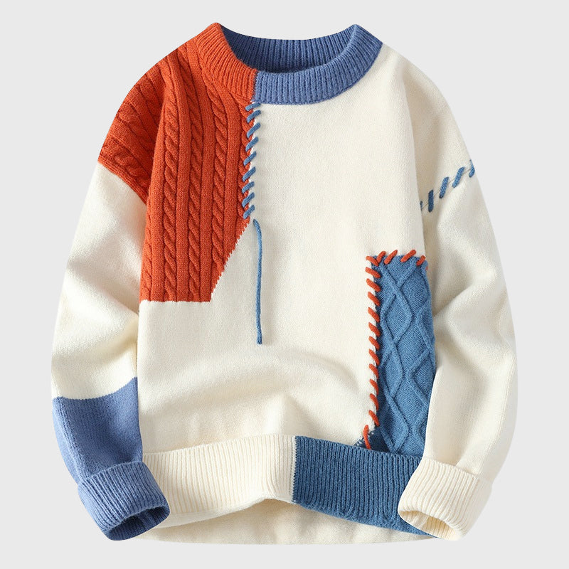 Michael | Męski sweter z dzianiny z kontrastowymi szwami