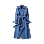 Women's Longline Double-Breasted Trench Coat Blue