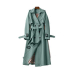 Women's Longline Double-Breasted Trench Coat Green