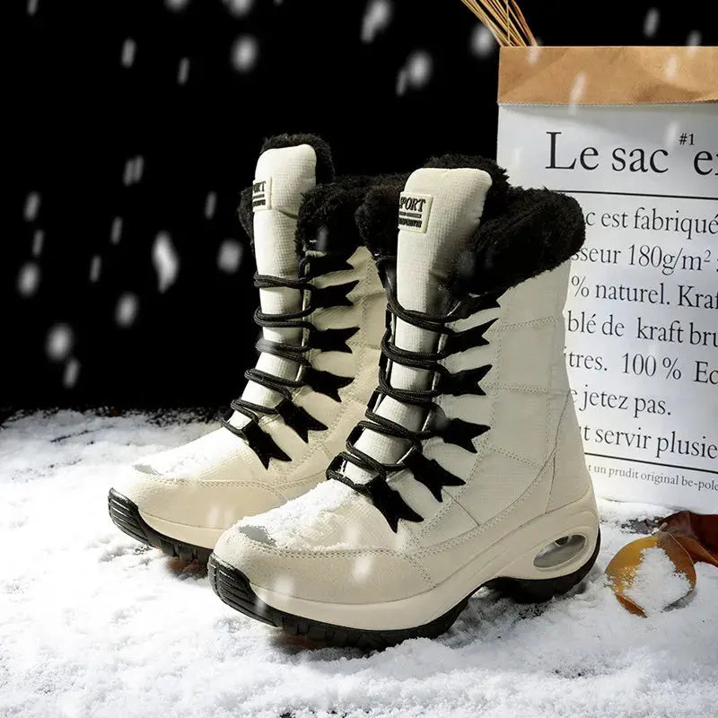 Women's Cozy & Stylish Mid-Calf Waterproof Snow Boots Beige