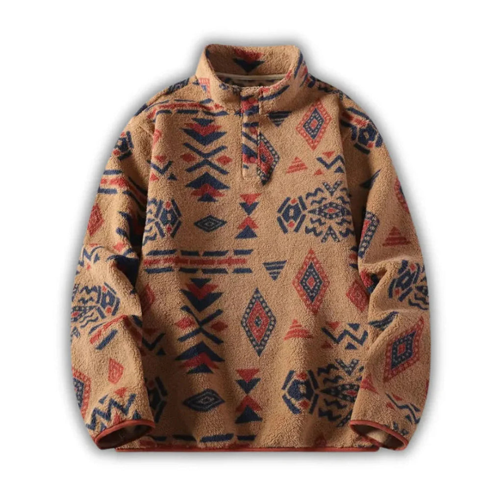 Men's Patterned Fleece Quarter-Zip Pullover Canyon