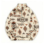 Men's Patterned Fleece Quarter-Zip Pullover Desert