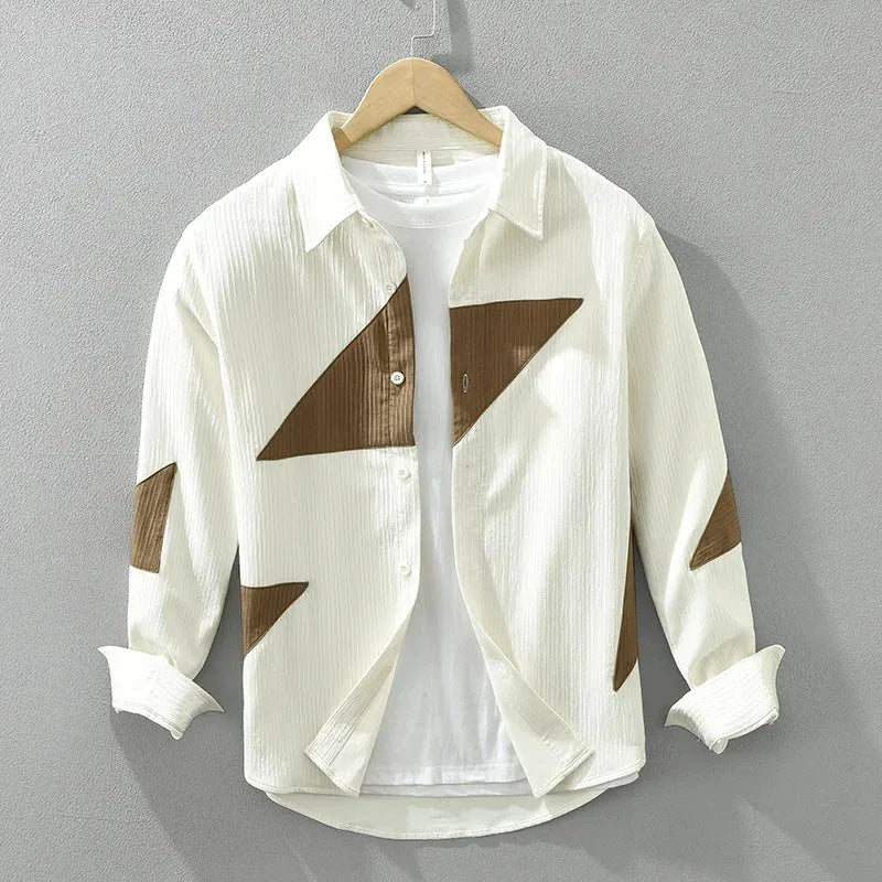 Men's 100% Cotton Long Sleeve Shirt White