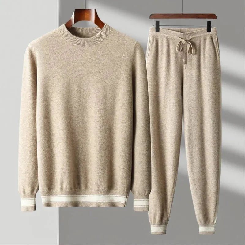 Wool Pullover and Jogger Set for Ultimate Comfort Beige