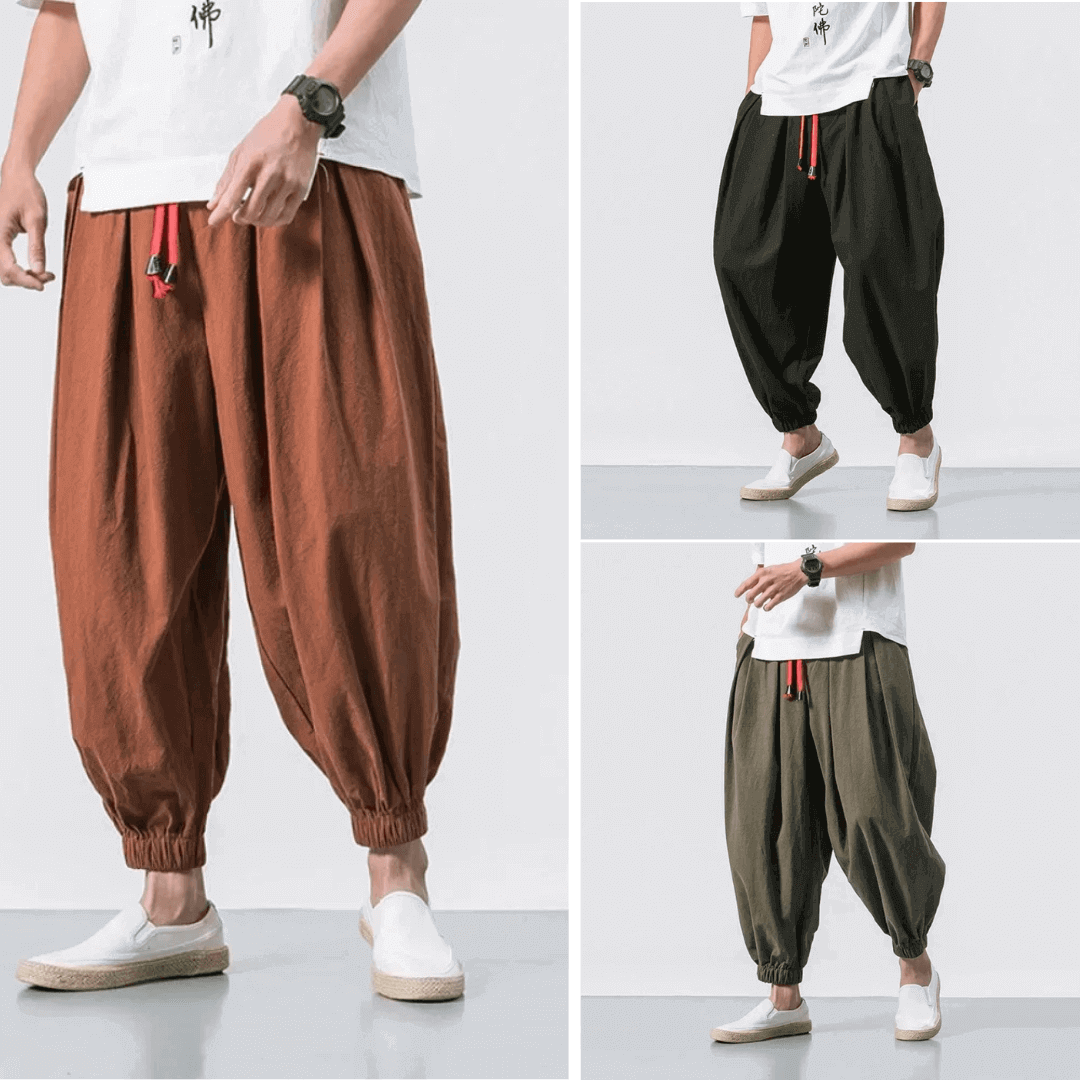 Men's Lightweight Tapered Cotton Linen Pants - Easy Fit Streetwear-MODAUTLET