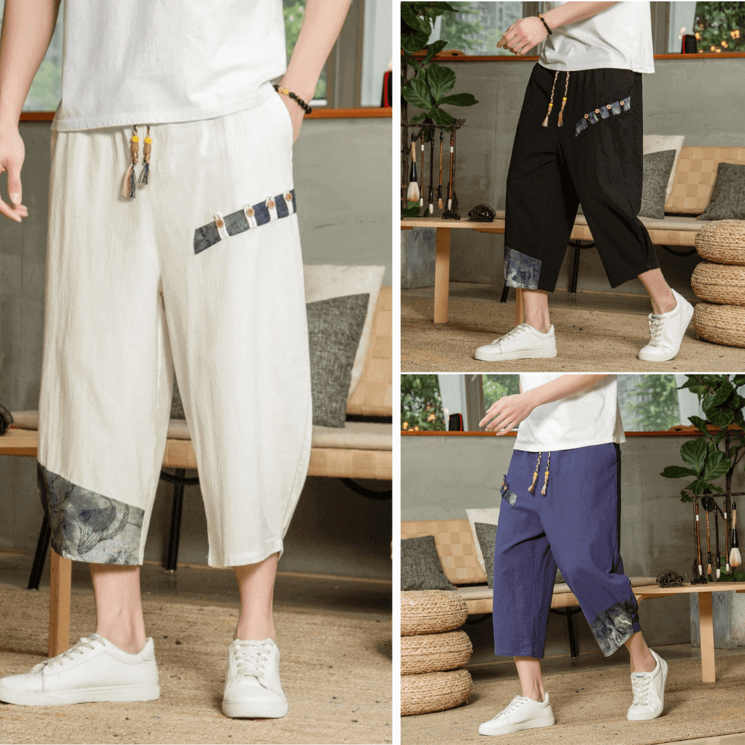 Men's Cropped Relaxed Drawstring Pants - Handcrafted Comfort Fit-MODAUTLET