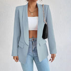 Womens Classic Tailored Blazer for Work and Everyday Light blue