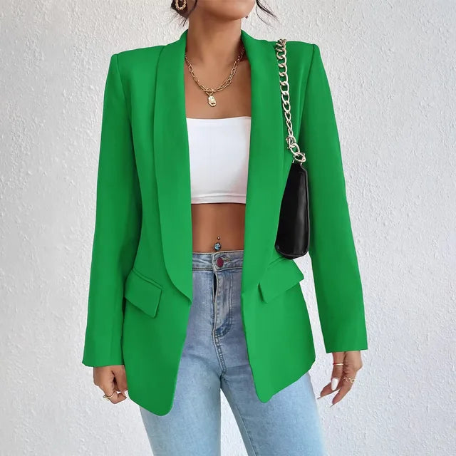 Womens Classic Tailored Blazer for Work and Everyday Green