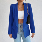 Womens Classic Tailored Blazer for Work and Everyday Blue