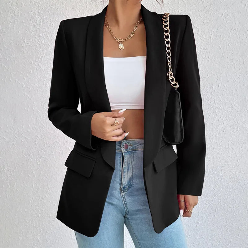 Womens Classic Tailored Blazer for Work and Everyday Black
