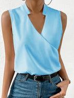 Women's V-Neck Soft Summer Casual Top in Amber Sky Blue
