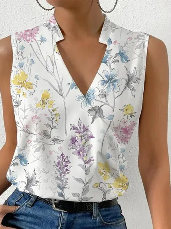 Women's V-Neck Soft Summer Casual Top in Amber-MODAUTLET