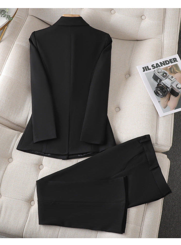 Women's Tailored Blazer Pantsuit Set For Professionals-MODAUTLET