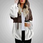 Cozy Plush Patchwork Hoodie For Women Winter Warmth