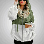 Cozy Plush Patchwork Hoodie For Women Winter Warmth