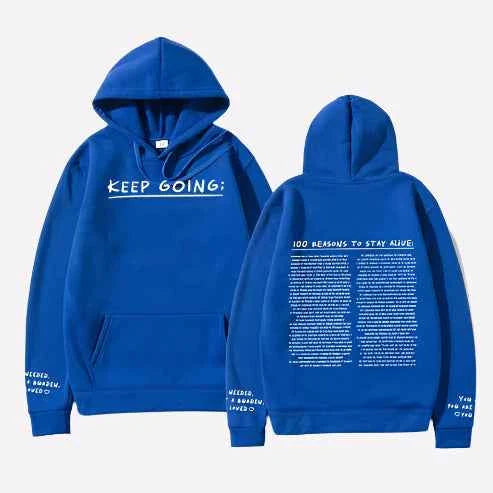 Motivational Hoodie 100 Reasons To Stay Positive Today Blue