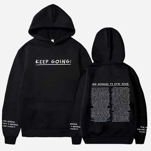 Motivational Hoodie 100 Reasons To Stay Positive Today Black washed
