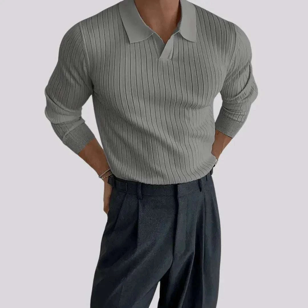 Muscle Fit Knit Sweater for Men Grey