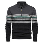 Striped Quarter-Zip Sweater for Men Dark Gray