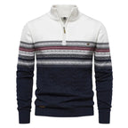 Striped Quarter-Zip Sweater for Men White